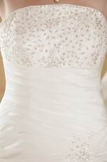 A-line Strapless Chapel Train Ivory Taffeta Bridal Wedding Dresses