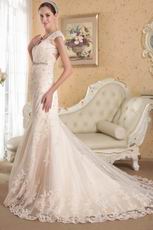 Mermaid Backless Court Train Champagne Lace Bridal Wedding Dress