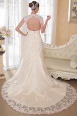 Mermaid Backless Court Train Champagne Lace Bridal Wedding Dress