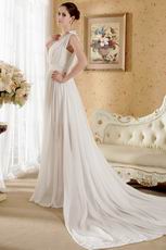 Bowknot Design Ivory Chiffon Wedding Dress For Bride Wear