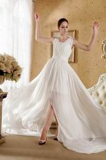 Bowknot Design Ivory Chiffon Wedding Dress For Bride Wear