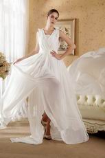 Bowknot Design Ivory Chiffon Wedding Dress For Bride Wear