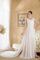 Bowknot Design Ivory Chiffon Wedding Dress For Bride Wear