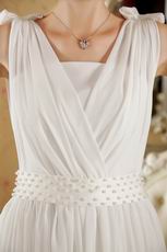 Bowknot Design Ivory Chiffon Wedding Dress For Bride Wear