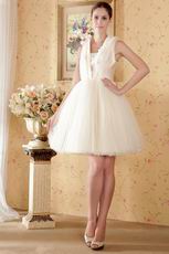 Unique Cream A-line Knee Length Short Cocktai Wedding Dress