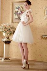 Unique Cream A-line Knee Length Short Cocktai Wedding Dress