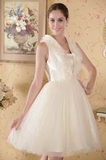 Unique Cream A-line Knee Length Short Cocktai Wedding Dress