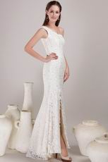 One Shoulder Skirt Lace Wedding Bridal Dress By Designer