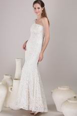 One Shoulder Skirt Lace Wedding Bridal Dress By Designer