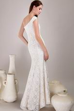 One Shoulder Skirt Lace Wedding Bridal Dress By Designer