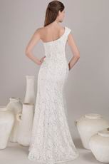 One Shoulder Skirt Lace Wedding Bridal Dress By Designer