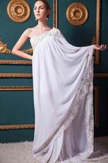Unique One Shoulder Beading Sequin Empire Ivory Wedding Dress