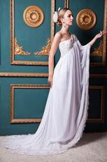 Unique One Shoulder Beading Sequin Empire Ivory Wedding Dress