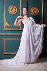 Unique One Shoulder Beading Sequin Empire Ivory Wedding Dress