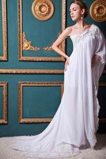 Unique One Shoulder Beading Sequin Empire Ivory Wedding Dress