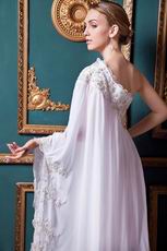 Unique One Shoulder Beading Sequin Empire Ivory Wedding Dress
