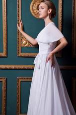 V-neck Belt Cream Chiffon Bridal Weding Dress By Designer