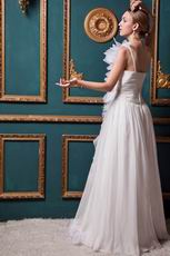 Popular One Shoulder Cascade Ruffle Ivory Wedding Bridal Dress