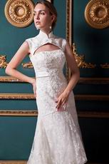 Gorgeous Sweetheart Sheath Lace Ivory Church Bridal Dress