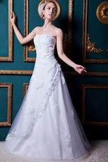 Romantic Sweetheart Applique Dropped White Bridal Wedding Gown