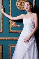 Romantic Sweetheart Applique Dropped White Bridal Wedding Gown