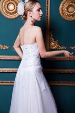 Romantic Sweetheart Applique Dropped White Bridal Wedding Gown