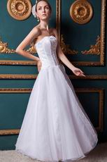 White Inexpensive Floor Length A Wedding Dress On Sale