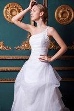 Exclusive One Shoulder Back Button Bridal Wedding Dress White