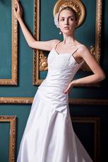 Discount Spaghetti Straps Dropped Chapel Ivory Western Wedding Dress