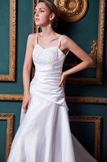 Discount Spaghetti Straps Dropped Chapel Ivory Western Wedding Dress