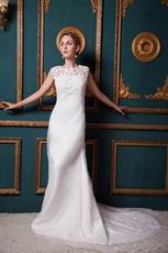 Scoop Appliques Mermaid Chapel Ivory Wedding Dress Petite