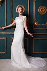 Scoop Appliques Mermaid Chapel Ivory Wedding Dress Petite