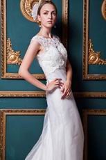 Scoop Appliques Mermaid Chapel Ivory Wedding Dress Petite