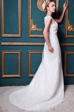 Scoop Appliques Mermaid Chapel Ivory Wedding Dress Petite