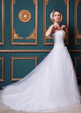 Inexpensive Strapless A-line Layers Chapel Outdoor Wedding Dress