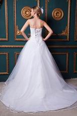 Inexpensive Strapless A-line Layers Chapel Outdoor Wedding Dress