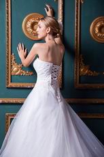 Inexpensive Strapless A-line Layers Chapel Outdoor Wedding Dress