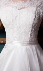 Inexpensive Scoop A-line Chapel Ivory Wedding Dress Online