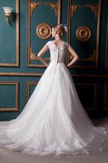 Inexpensive Scoop A-line Chapel Ivory Wedding Dress Online