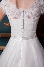 Inexpensive Scoop A-line Chapel Ivory Wedding Dress Online