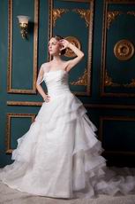 Strapless Ruched Cascade Layers Corset Ivory Wedding Dress