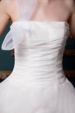 Strapless Ruched Cascade Layers Corset Ivory Wedding Dress