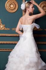 Strapless Ruched Cascade Layers Corset Ivory Wedding Dress