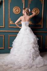 Strapless Ruched Cascade Layers Corset Ivory Wedding Dress