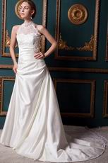 Exquisite Halter Applique Beading Lace Wedding Dress Sale