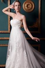 Luxurious Empire Cathedral Ivory Net Wedding Dress China