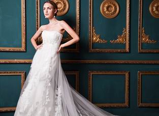 Luxurious Empire Cathedral Ivory Net Wedding Dress China