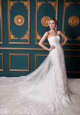 Luxurious Empire Cathedral Ivory Net Wedding Dress China