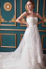 Luxurious Empire Cathedral Ivory Net Wedding Dress China