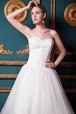 Simple Sweetheart A-line Floor Length Ivory Tulle Bridal Dress